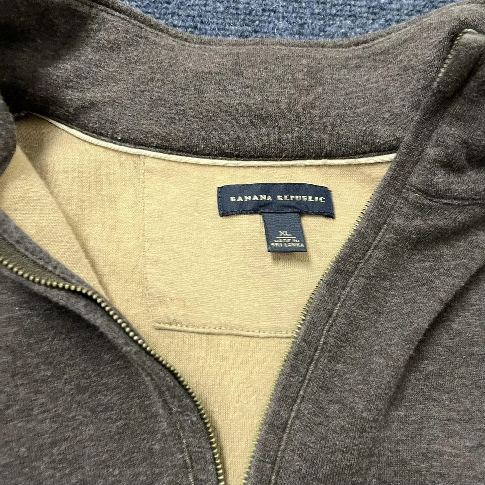 Banana‎ Republic Sweater Mens XL Brown Quarter Zip Pullover Casual Knit Layering
